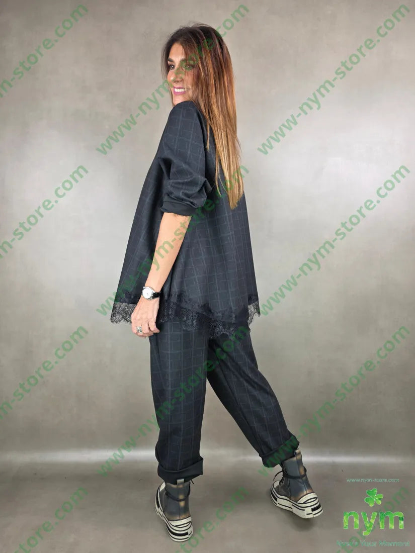 maglia fantasia con quadri 80pl15vi5ea U / ANTRACITE / AI25 MAGLIA