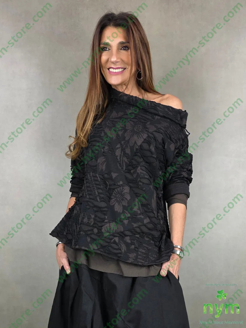 maglia finti strappi collo vulcano 60pl38co2e U / MARRONE / AI25 MAGLIA