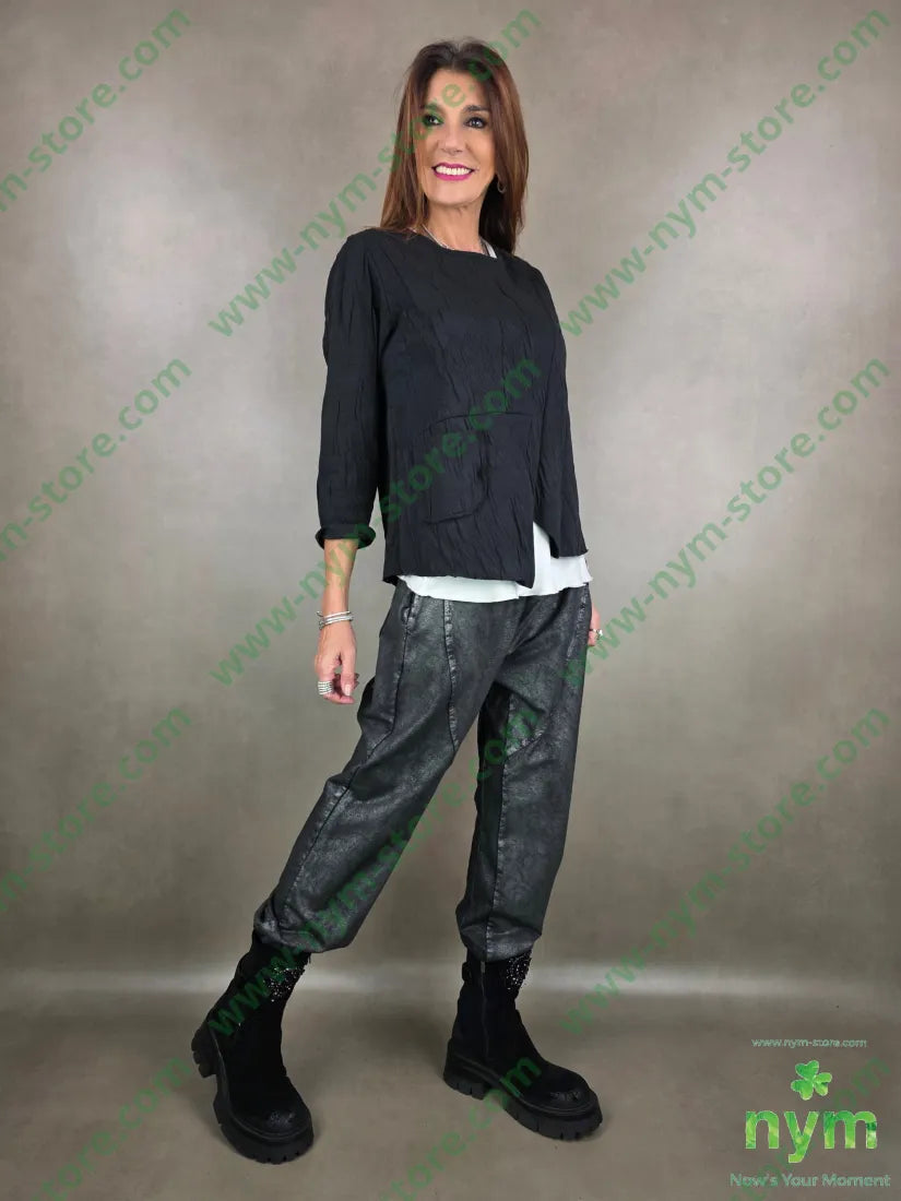 maglia goffrata un taschino 60pl38co2ea U / NERO / AI25 MAGLIA