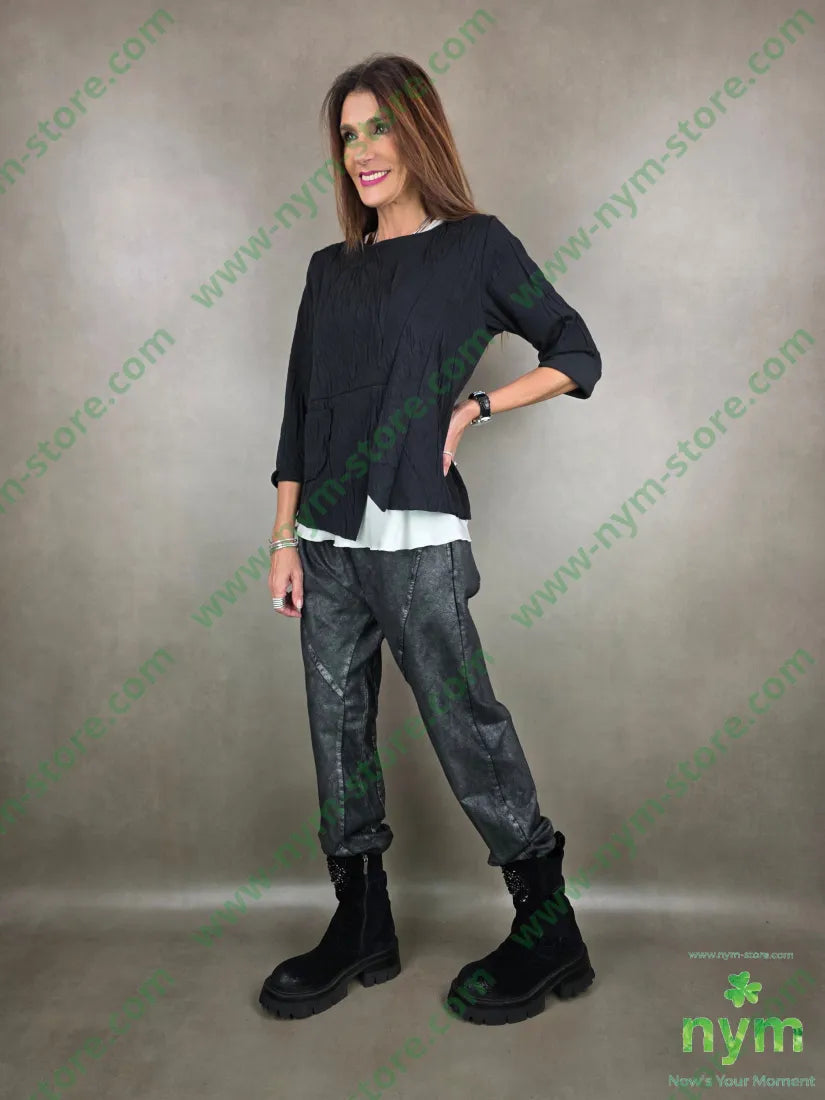 maglia goffrata un taschino 60pl38co2ea U / NERO / AI25 MAGLIA