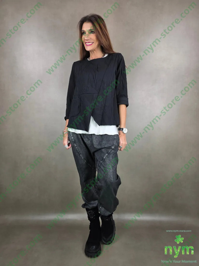 maglia goffrata un taschino 60pl38co2ea U / NERO / AI25 MAGLIA