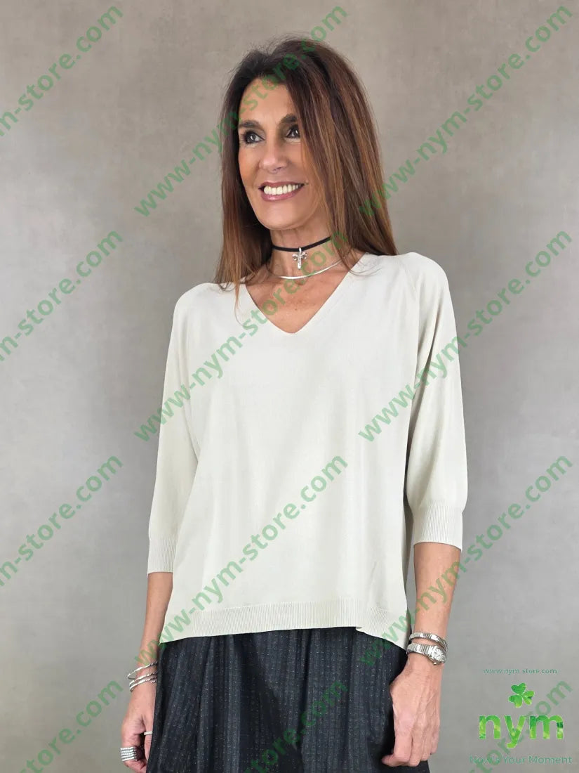 maglia in filo scollata 65vi35pa U / SABBIA / PE26 MAGLIA