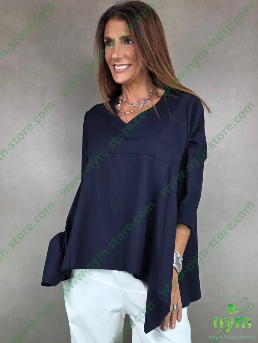 maglia in punto mi scollo a v U / BLU / AI25 MAGLIA