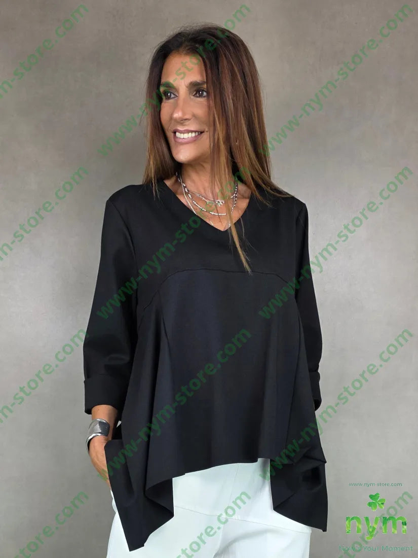 maglia in punto mi scollo a v U / NERO / AI25 MAGLIA