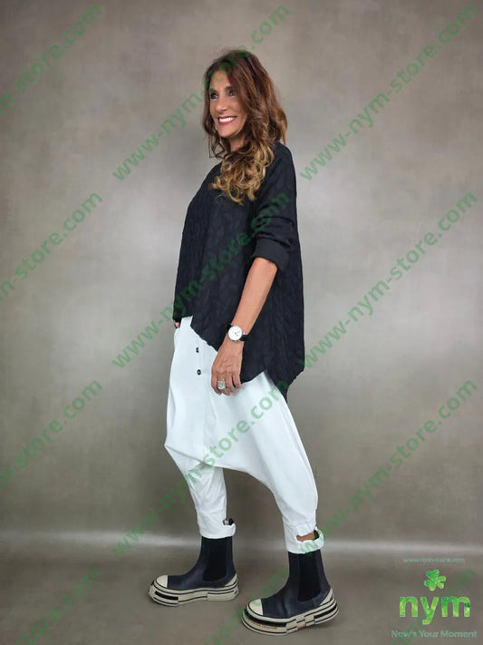 maglia lavorata punte laterali 53pl46co1ea U / NERO / AI25 MAGLIA