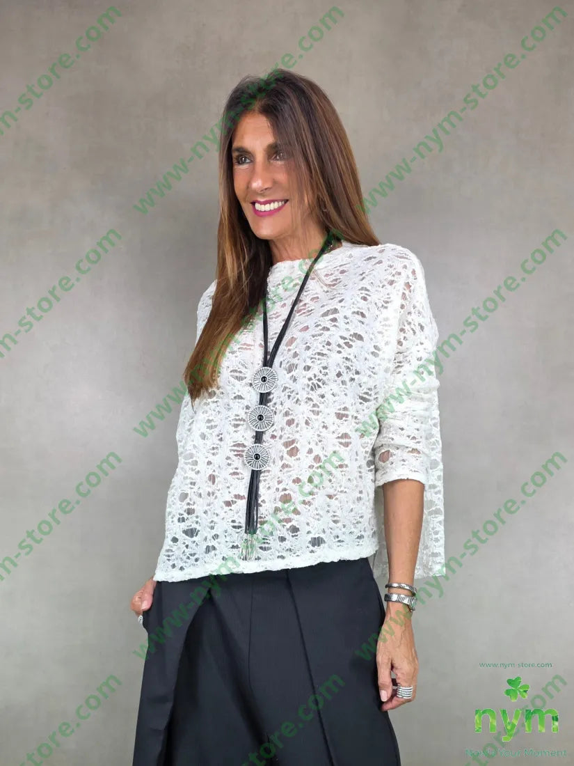 maglia lavorata quadrata in lana 40wo30pl30ny MAGLIA