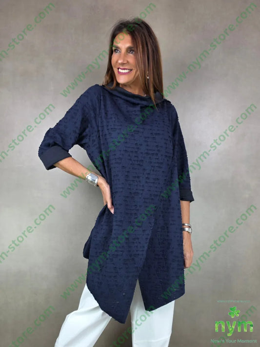 maglia lunga effetto bucato 60pl38co2ea U / BLU / AI25 MAGLIA