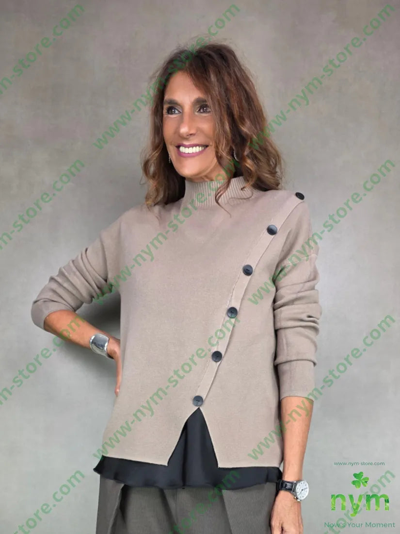 maglia lupetto bottoni trasversali 50vi30pa20pl U / BEIGE / AI25 MAGLIA