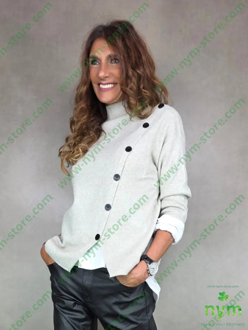 maglia lupetto bottoni trasversali 50vi30pa20pl U / SABBIA / AI25 MAGLIA