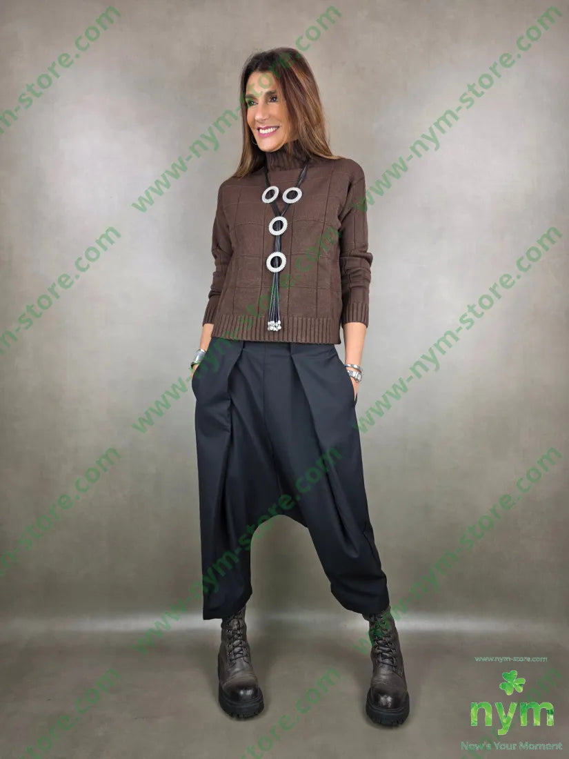 maglia mezzo collo motivo quadro 50vi30pa20pl MAGLIA