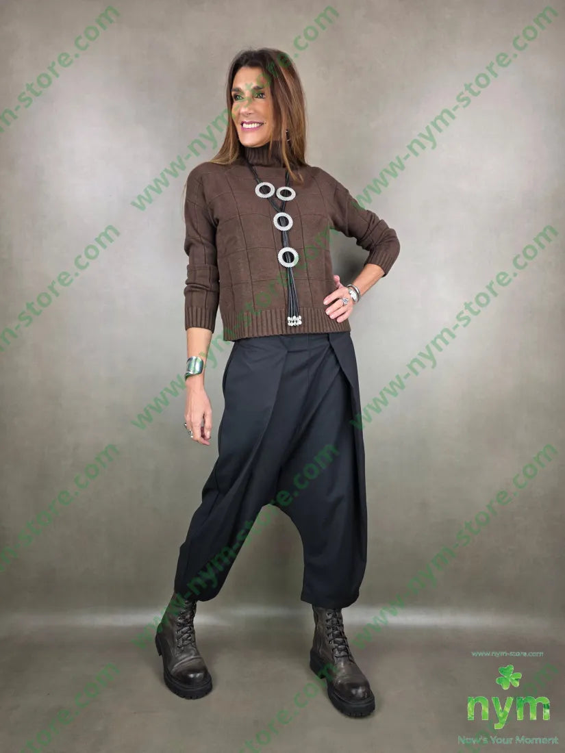 maglia mezzo collo motivo quadro 50vi30pa20pl MAGLIA