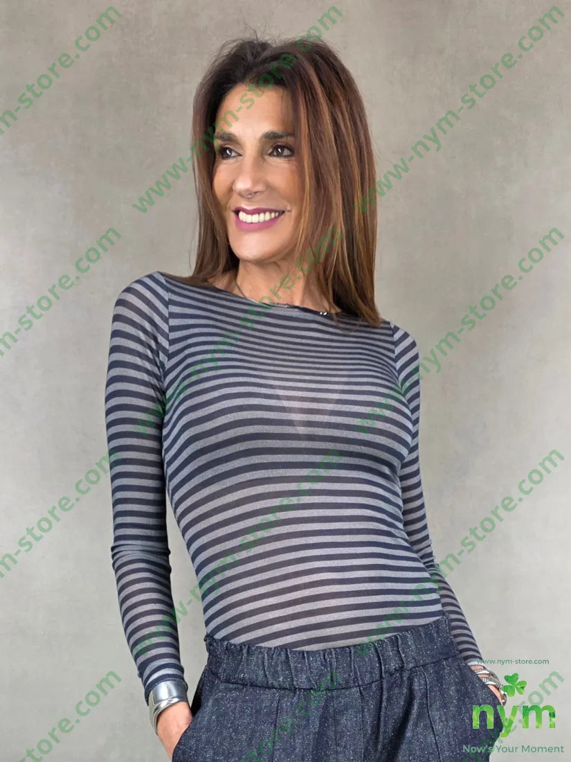 maglia misto cachemire con la riga 80vi9pa5ws6ea U / BLU / AI25 MAGLIA