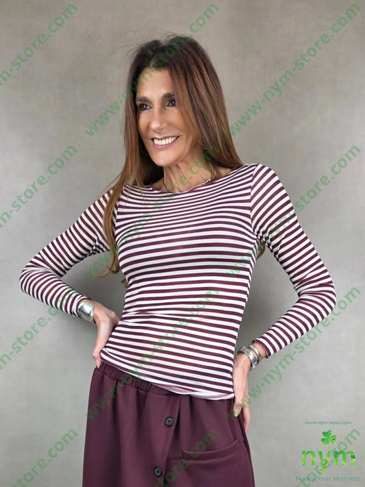 maglia misto cachemire con la riga 80vi9pa5ws6ea U / BORDO / AI25 MAGLIA