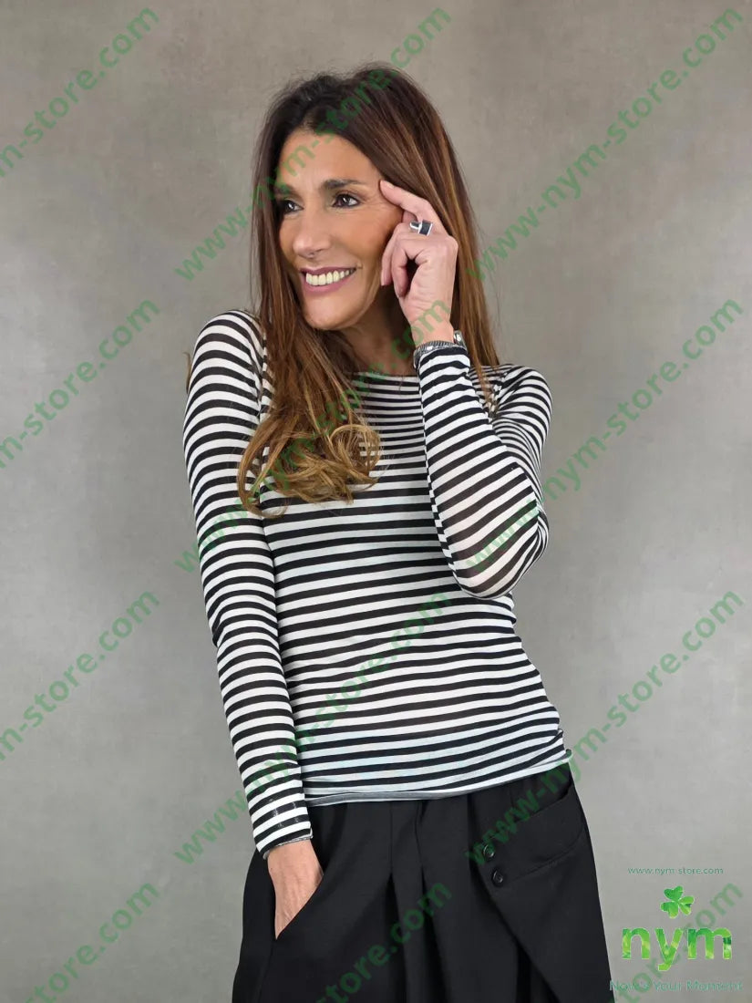 maglia misto cachemire con la riga 80vi9pa5ws6ea U / NERO / AI25 MAGLIA