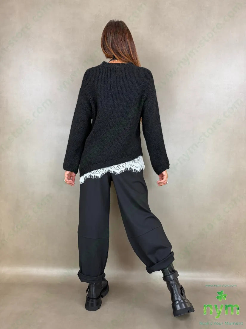 maglia misto lana piu lunga lato 65ac17pa9vi7wo - U / NERO / AI26 - MAGLIA