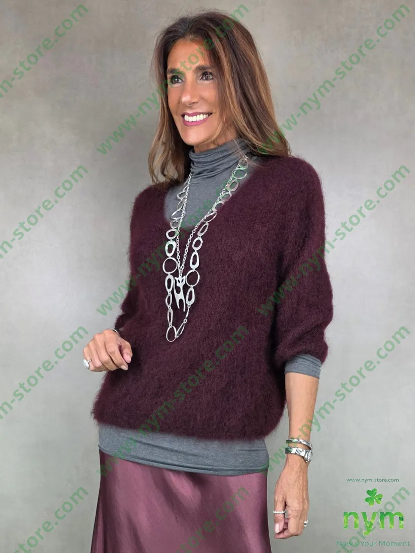 maglia mohair scollo v 80mh17pa3ea U / BORDO / AI25 MAGLIA