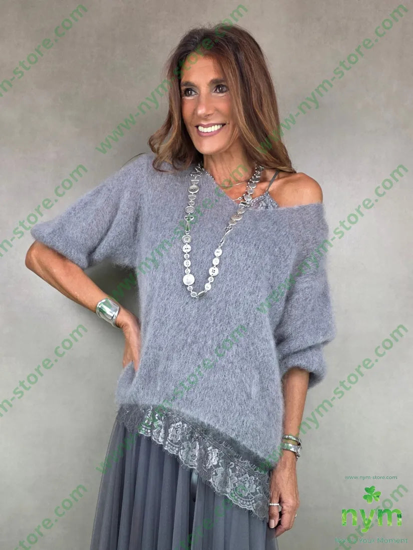 maglia mohair scollo v 80mh17pa3ea U / GRIGIO C. / AI25 MAGLIA