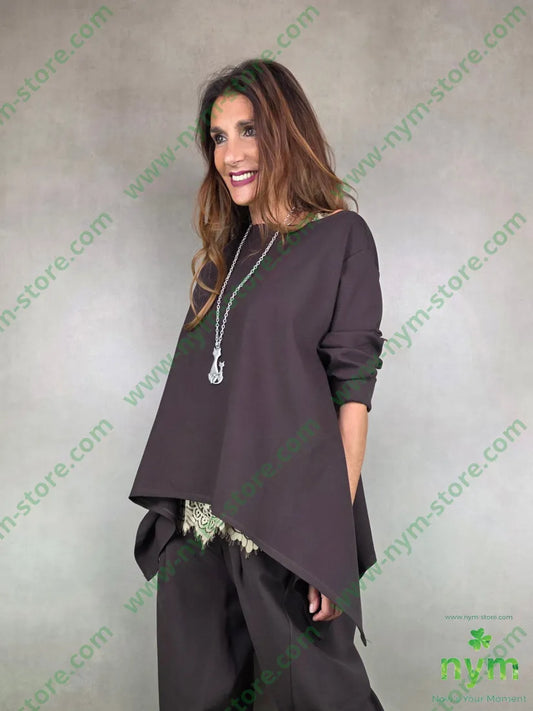 maglia pm lunga nei lati 68vi30ny5ea U / MARRONE / AI25 MAGLIA