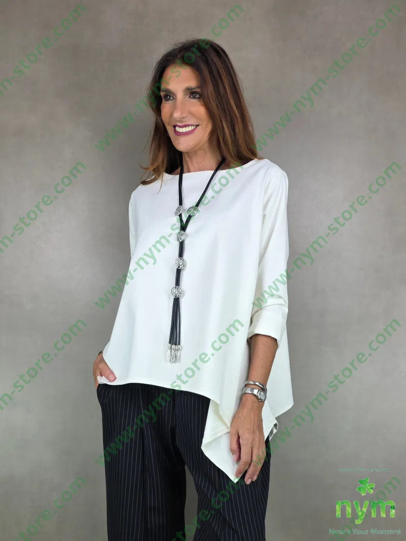 maglia pm lunga nei lati 68vi30ny5ea U / PANNA / AI25 MAGLIA