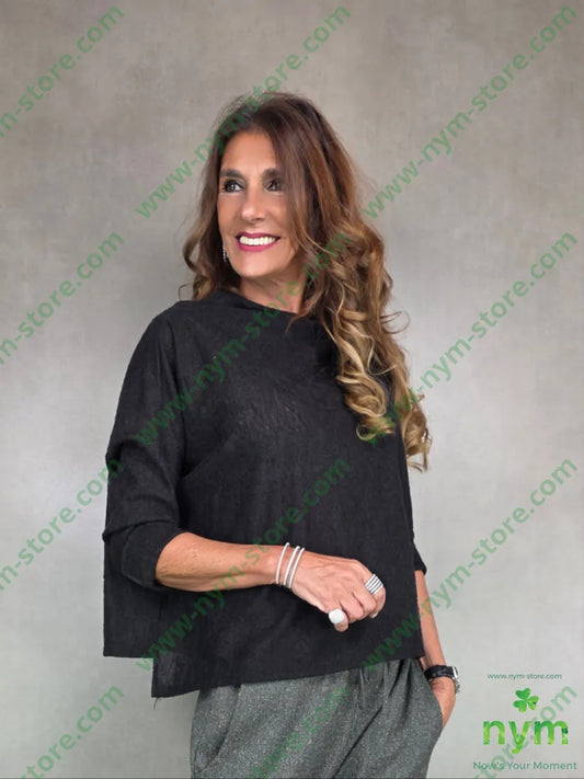 maglia quadrata in lana 73wo27ny U / NERO / AI25 MAGLIA