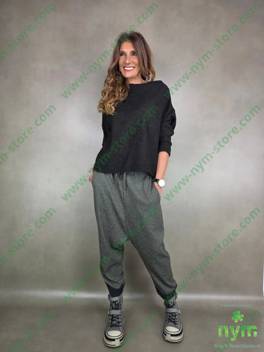 maglia quadrata in lana 73wo27ny U / NERO / AI25 MAGLIA