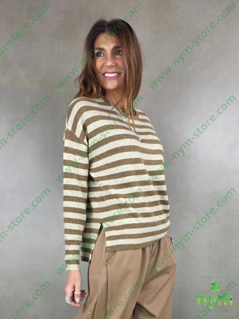 maglia rigata giro 52ac15vi3ea20ny10wo U / CAMMELLO / AI25 MAGLIA