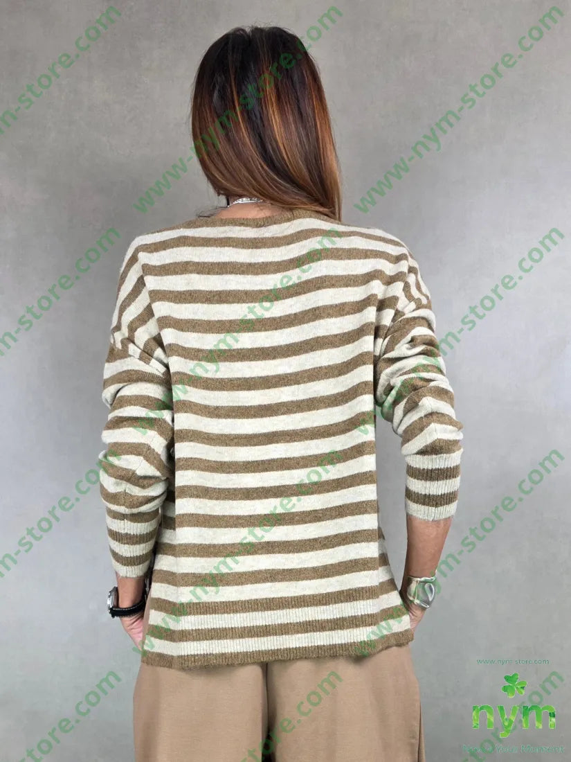 maglia rigata giro 52ac15vi3ea20ny10wo U / CAMMELLO / AI25 MAGLIA