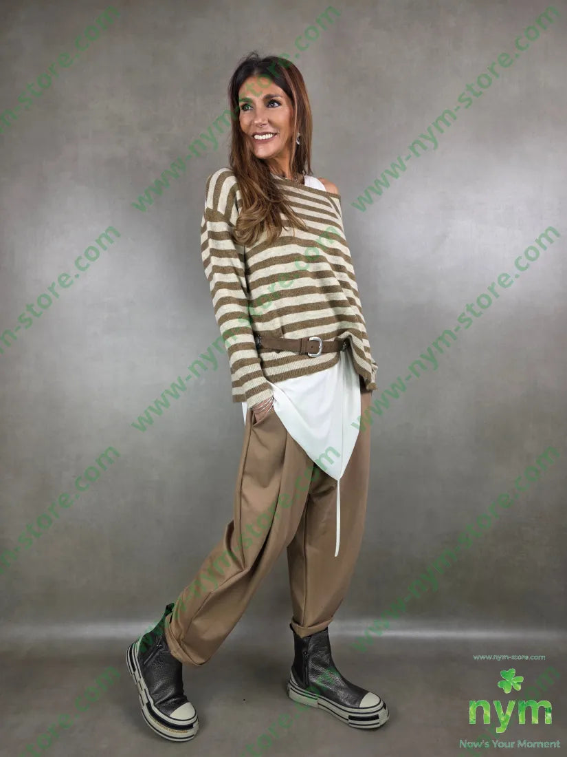 maglia rigata giro 52ac15vi3ea20ny10wo U / CAMMELLO / AI25 MAGLIA