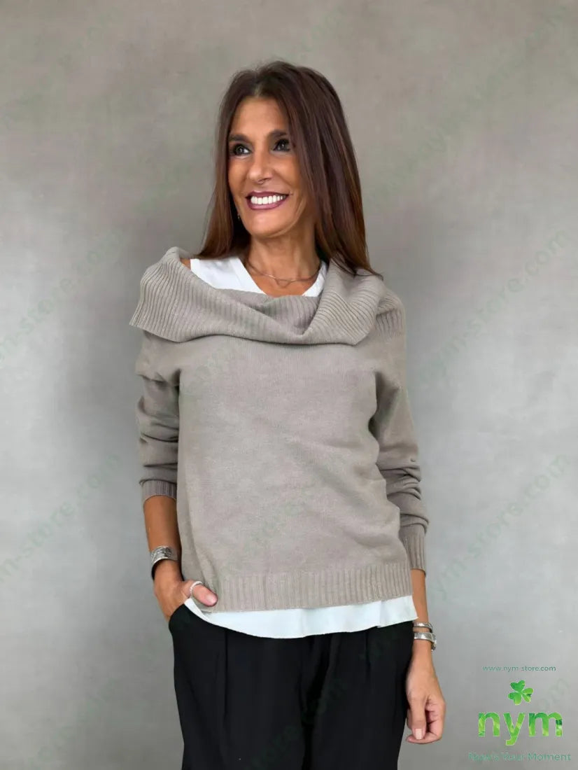 Maglia sciallata senza cuciture 50vi27pl23pa - U / FANGO C. / AI26 - MAGLIA