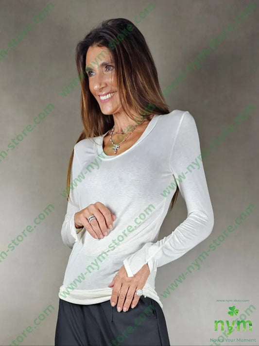 maglia scollo a v misto cachemire 80vi2pa6ea5ws U / PANNA / AI25 MAGLIA