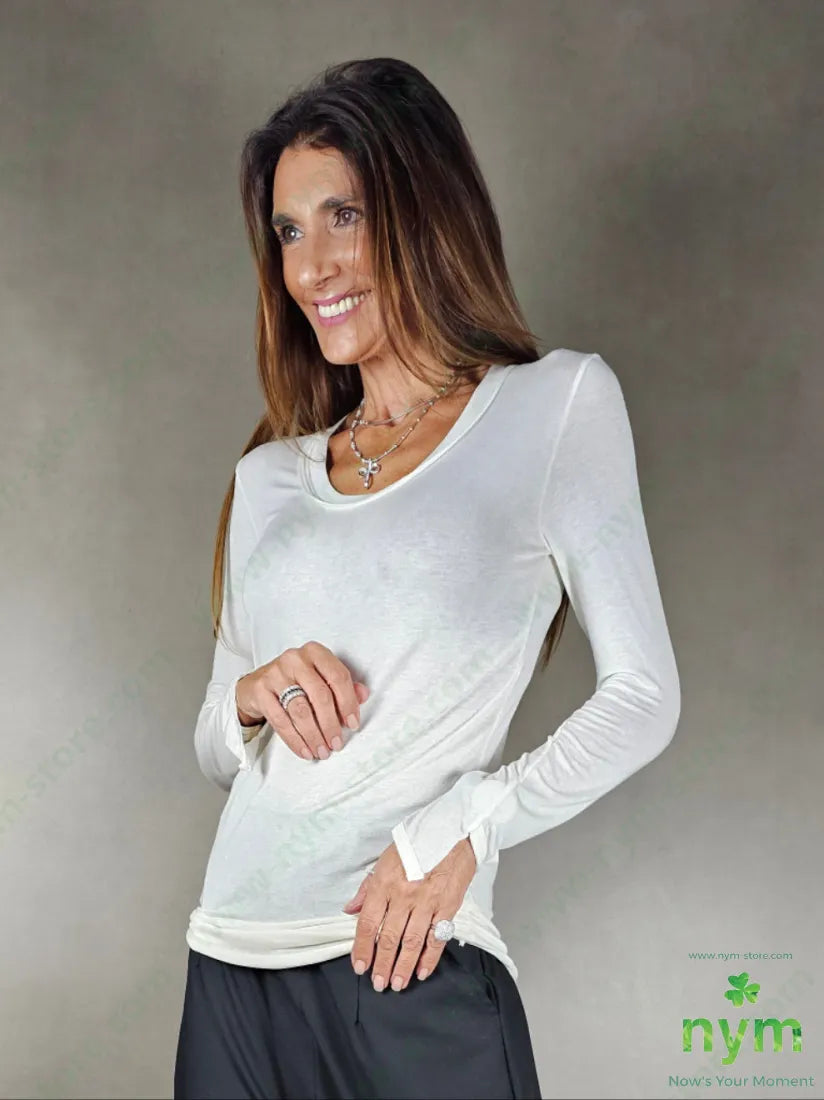 maglia scollo a v misto cachemire 80vi2pa6ea5ws U / PANNA / AI25 MAGLIA