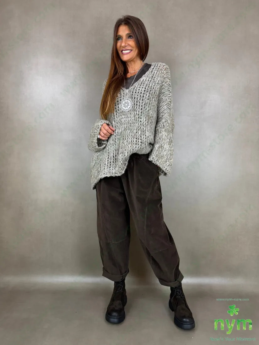 Maglia scollo V effetto tweed 57ac29pa7vi7wo - MAGLIA
