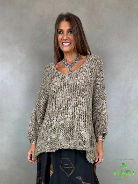 Maglia scollo V effetto tweed 57ac29pa7vi7wo - U / FANGO S. / AI26 - MAGLIA