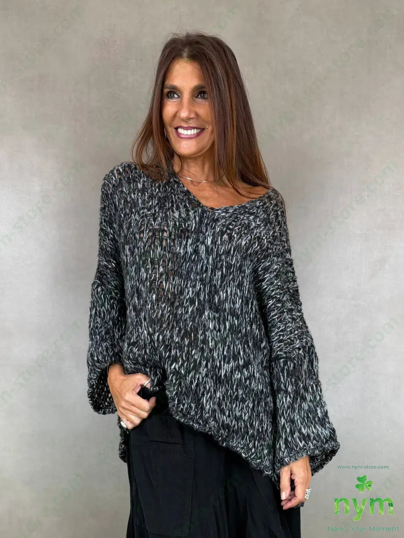 Maglia scollo V effetto tweed 57ac29pa7vi7wo - U / NERO / AI26 - MAGLIA