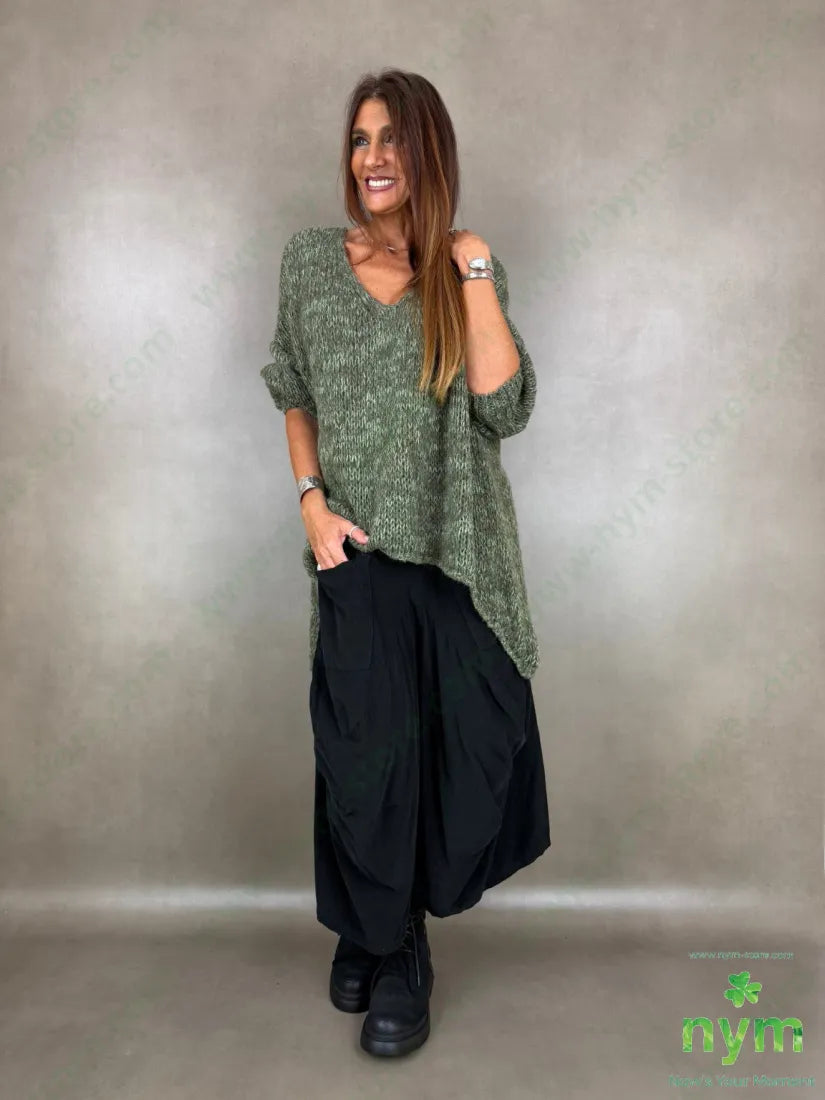 Maglia superover scollo a V effetto tweed 38ac29pa14pl12wp7wo - MAGLIA