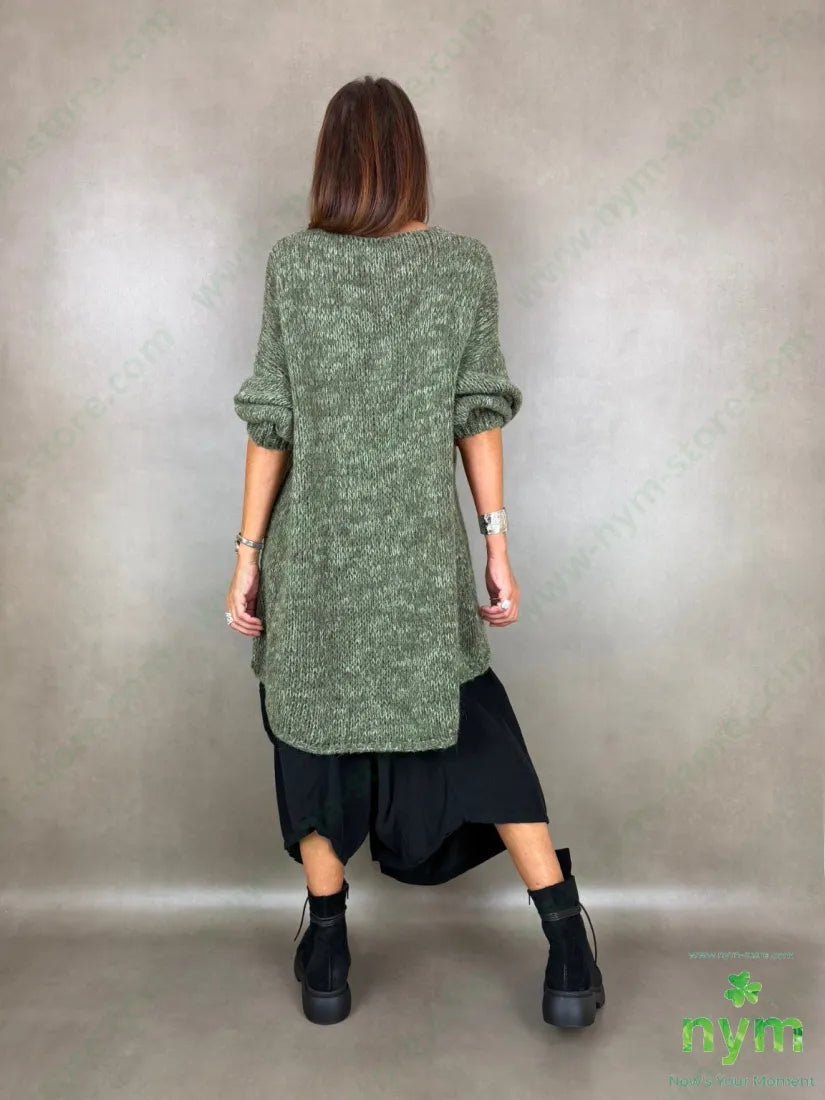 Maglia superover scollo a V effetto tweed 38ac29pa14pl12wp7wo - MAGLIA