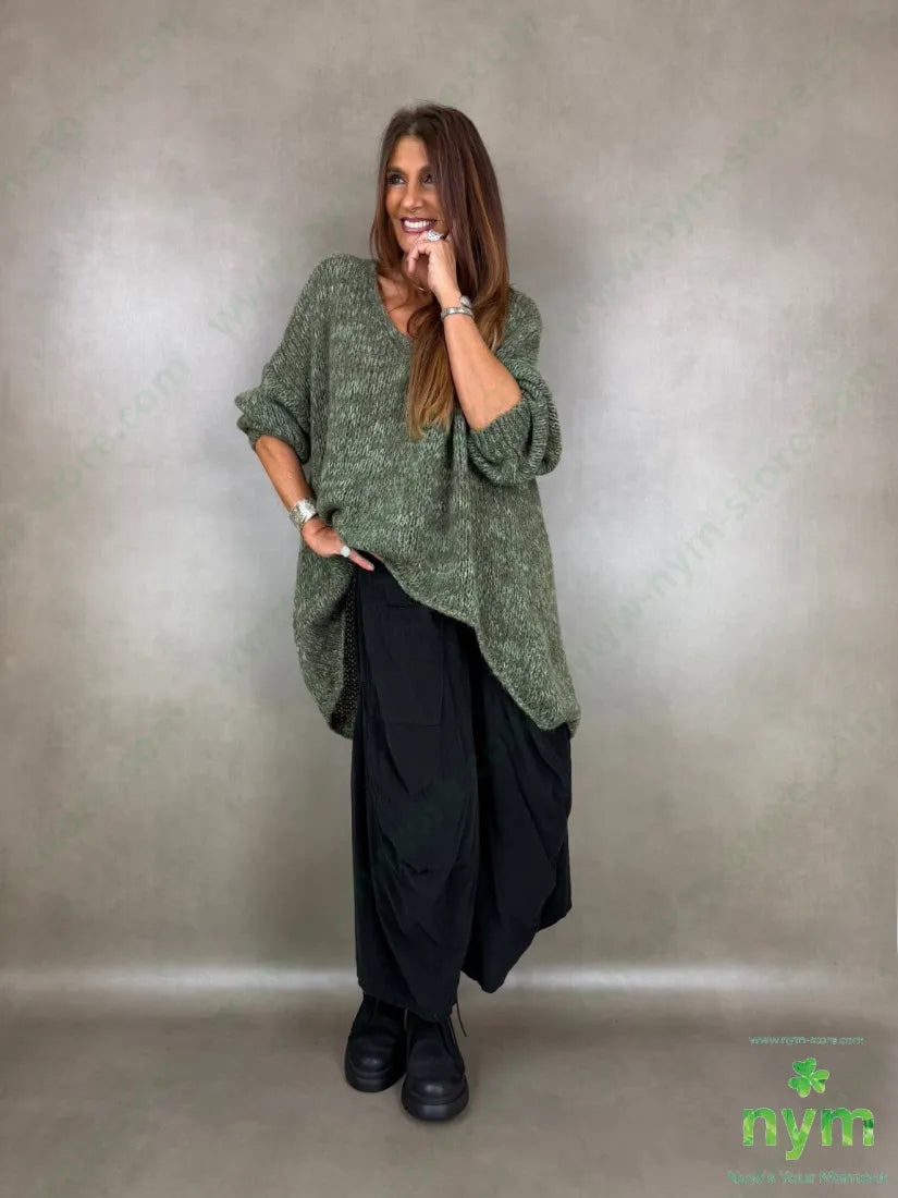 Maglia superover scollo a V effetto tweed 38ac29pa14pl12wp7wo - MAGLIA