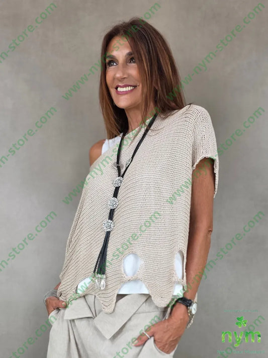 maglia tricot forata fondo 80vi20of - U / BEIGE / PE26 - MAGLIA