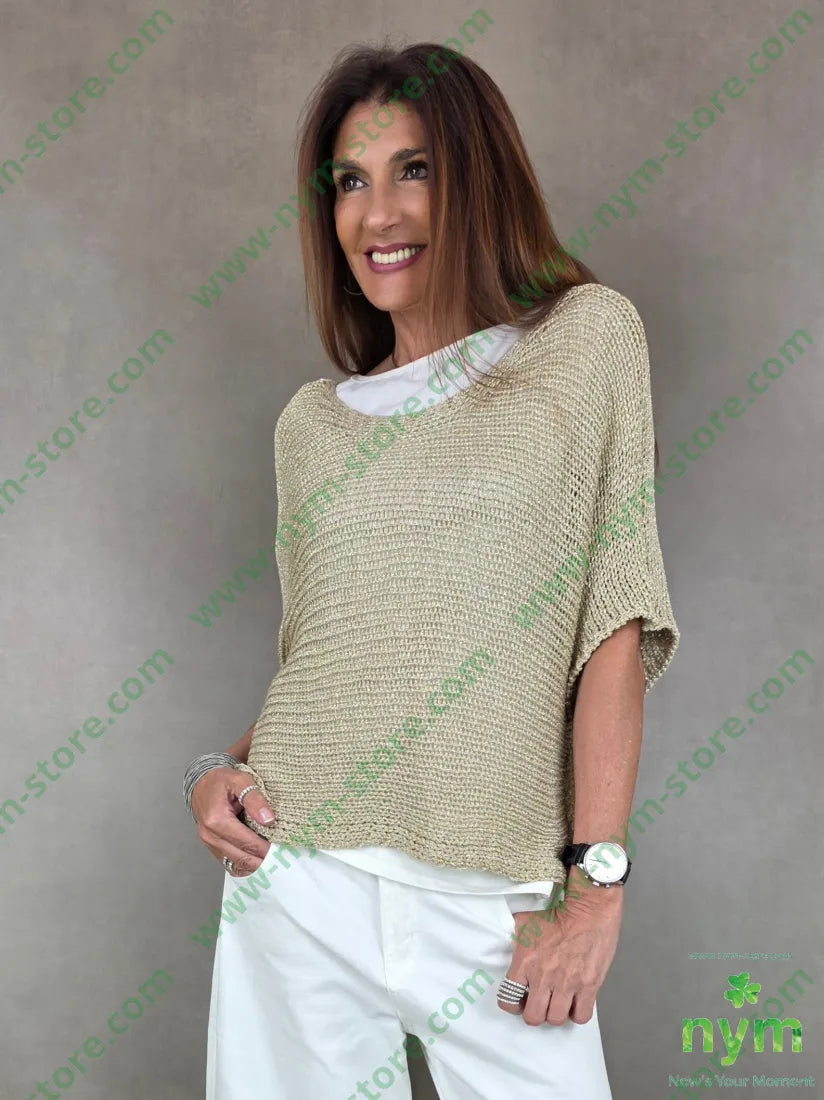 maglia tricot manica corta a scatola 80vi20of - U / ORO / PE26 - MAGLIA