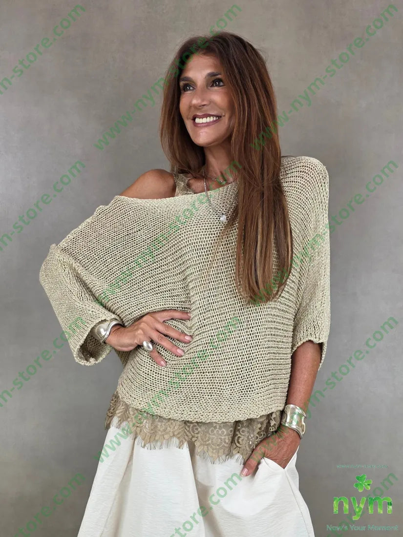 maglia tricot scollata 80vi20of - U / ORO / PE26 - MAGLIA