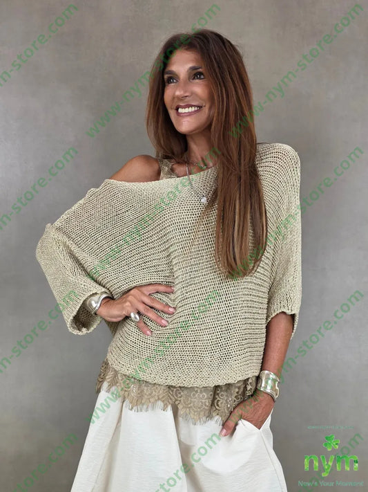 maglia tricot scollata 80vi20of - U / ORO / PE26 - MAGLIA
