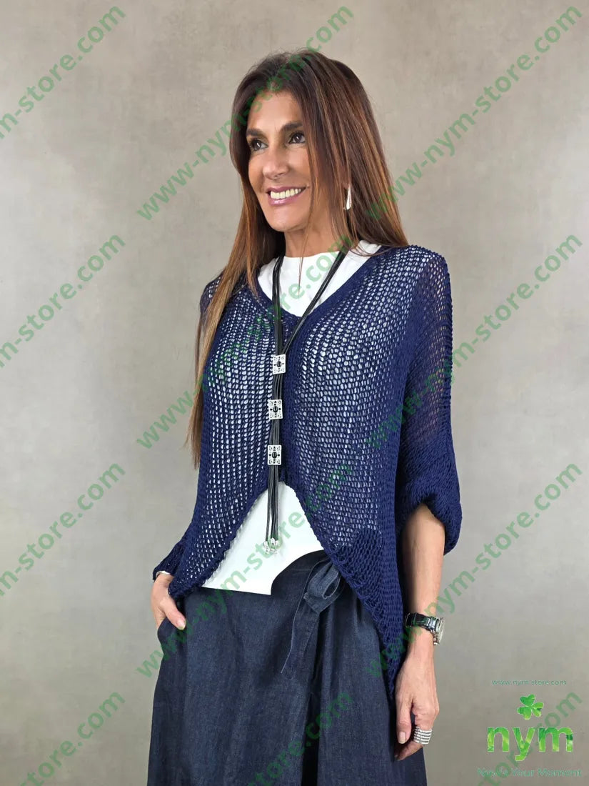 maglia tricot scollo a v corta davanti 100ac - U / BLU / PE26 - MAGLIA