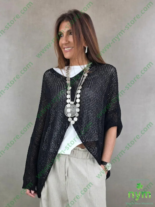 maglia tricot scollo a v corta davanti 100ac - U / NERO / PE26 - MAGLIA