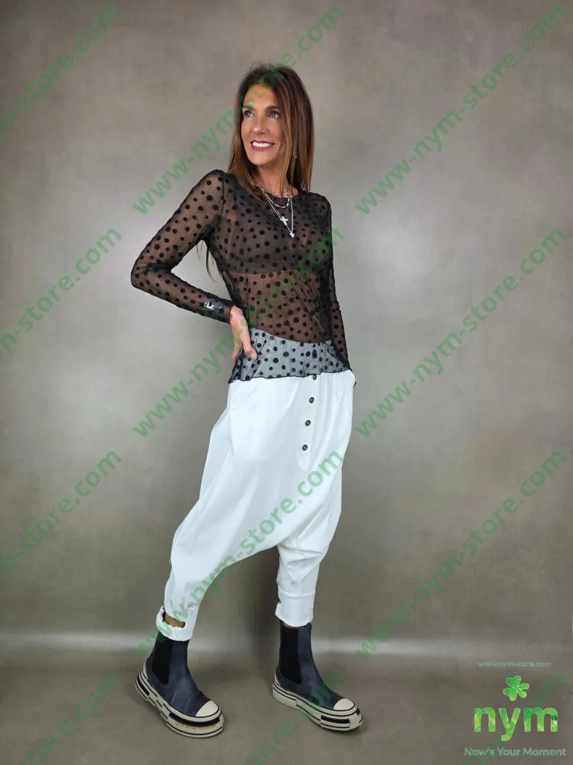 maglia tulle pois 95pl5ea U / NERO / AI25 MAGLIA