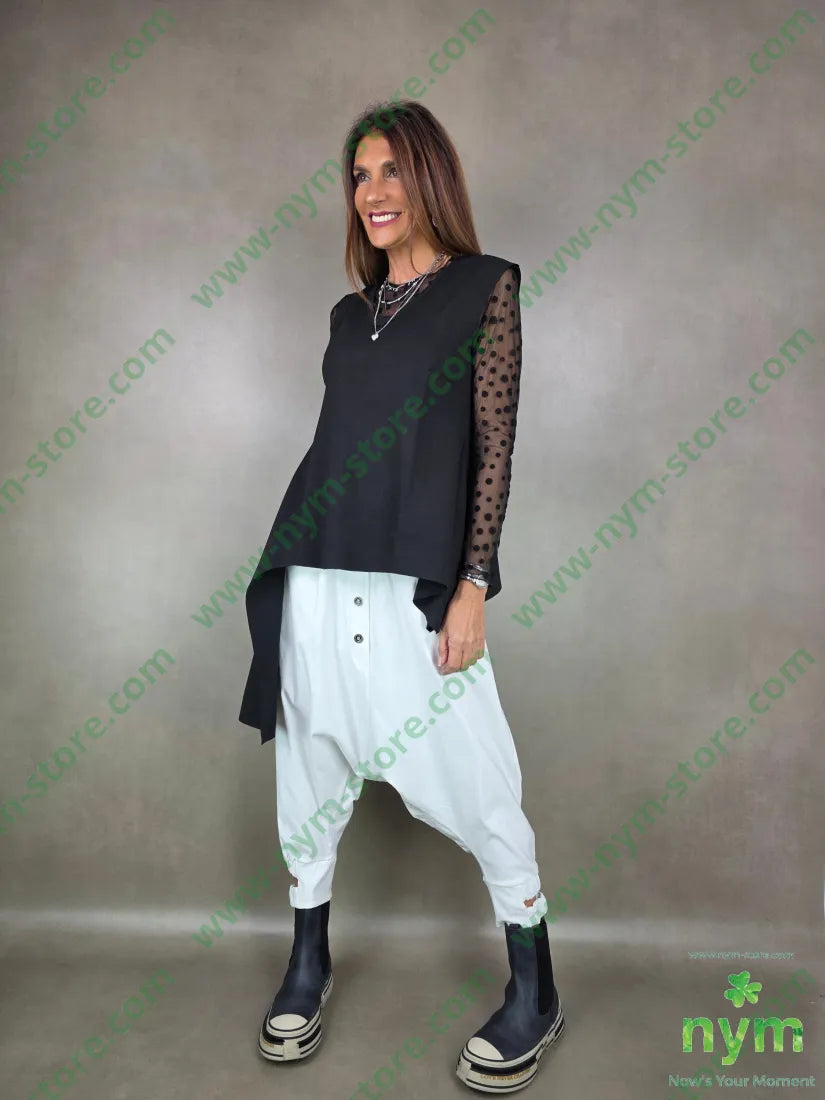 maglia tulle pois 95pl5ea U / NERO / AI25 MAGLIA