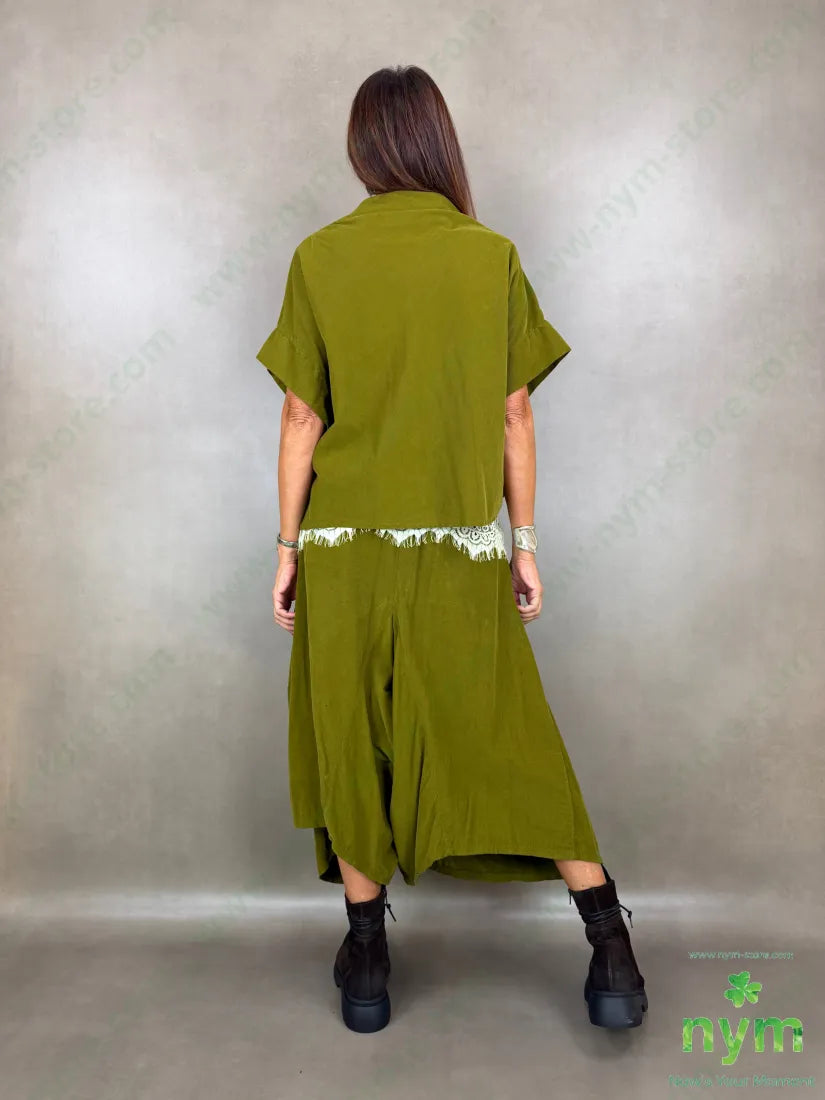 Maglia velluto a costina mezza manica 100co - U / OLIO / AI26 - MAGLIA