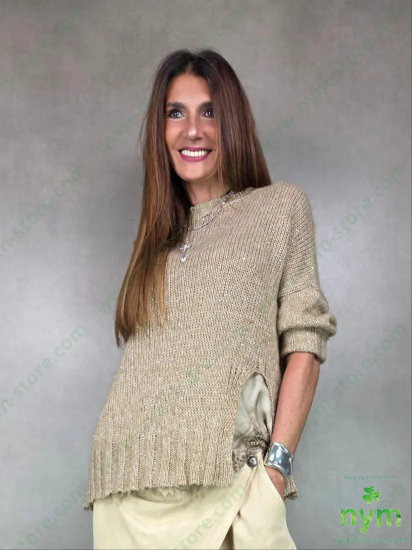 maglione spacco davanti 35pl39pc9pa8wo4wm5of U / CAMMELLO / AI25 MAGLIA