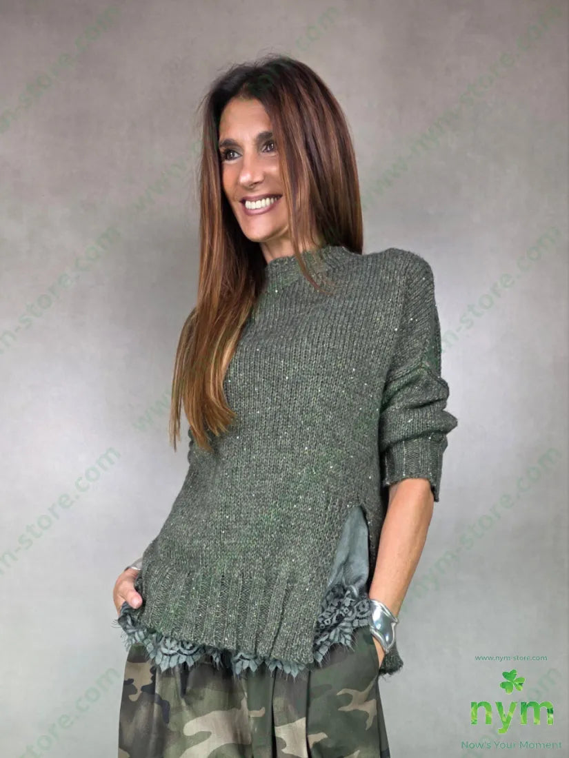 maglione spacco davanti 35pl39pc9pa8wo4wm5of U / MILITARE / AI25 MAGLIA