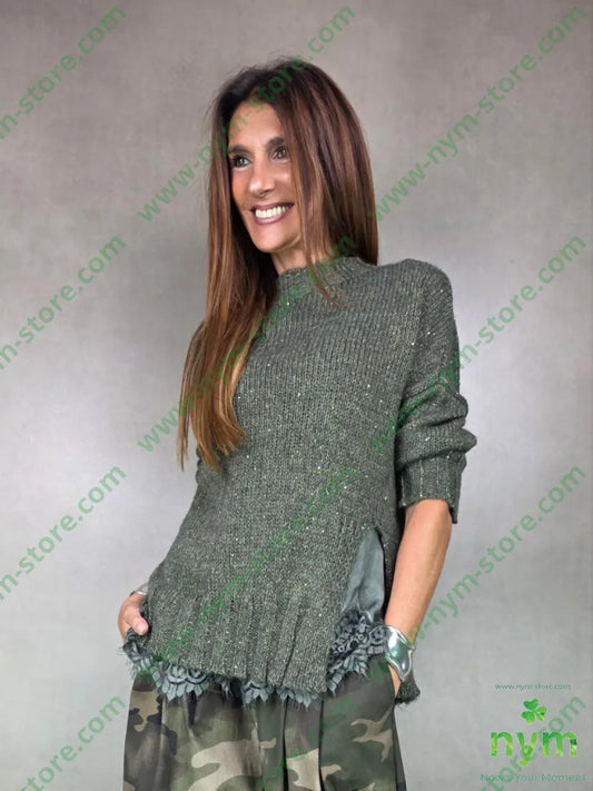 maglione spacco davanti 35pl39pc9pa8wo4wm5of U / MILITARE / AI25 MAGLIA