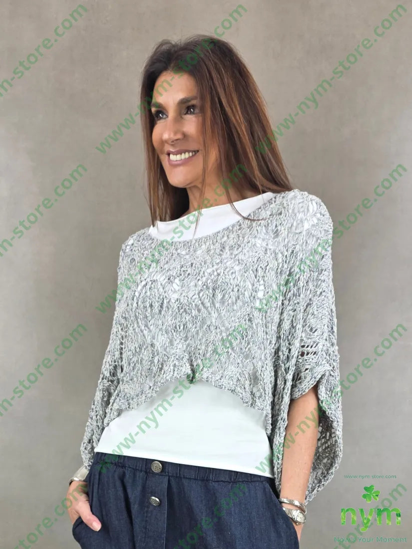 mantella corta tricot 65co30pl5af - U / AZZURRO / PE26 - MAGLIA
